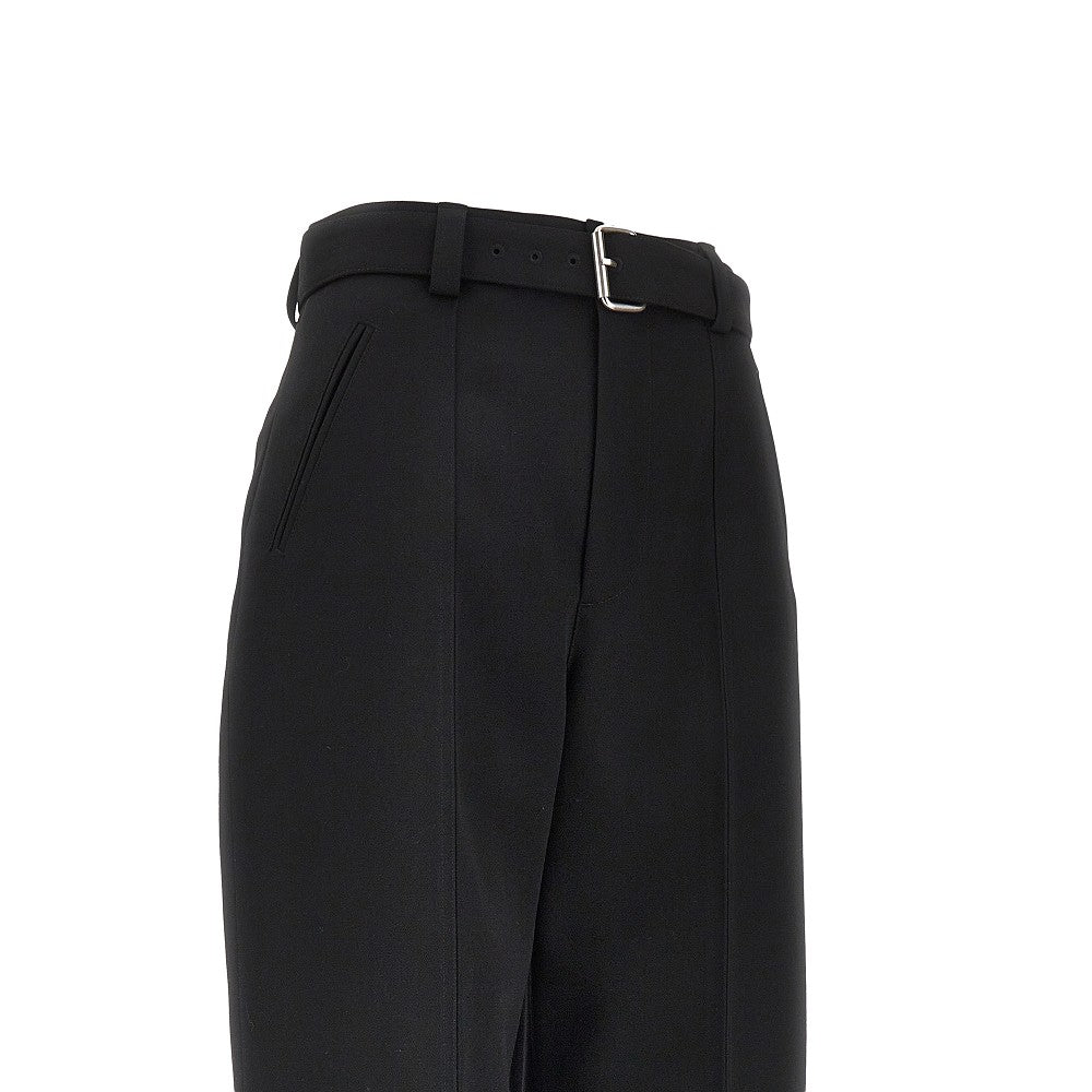 Pantalone in compact wool con cintura