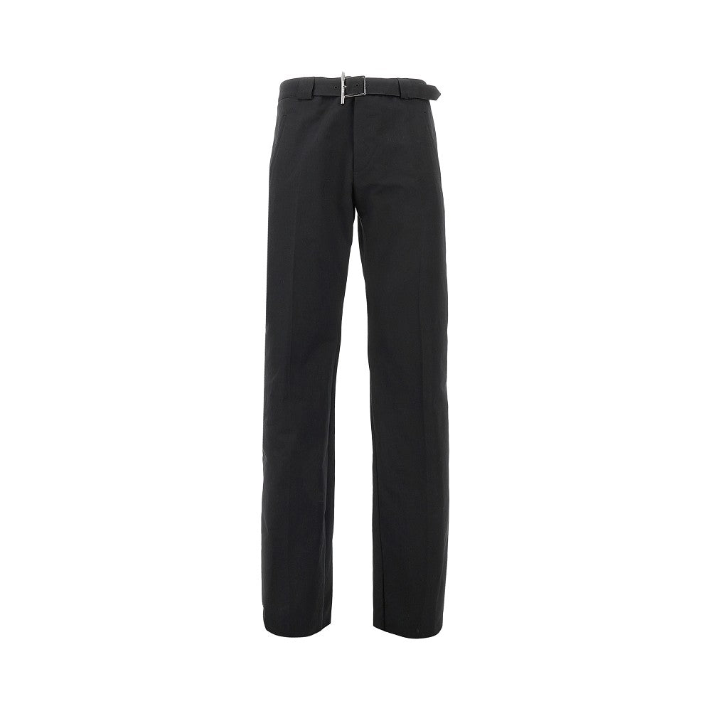 Cotton-blend pants with T-buckle belt
