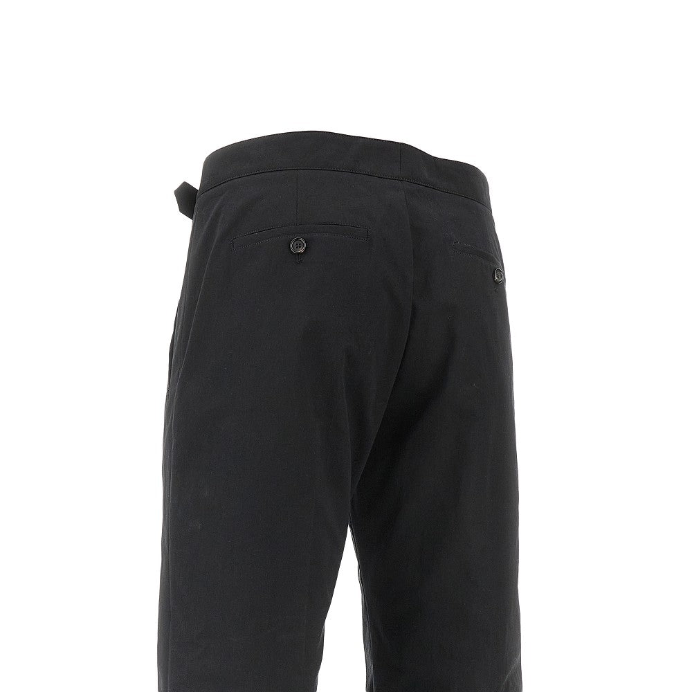 Cotton-blend pants with T-buckle belt