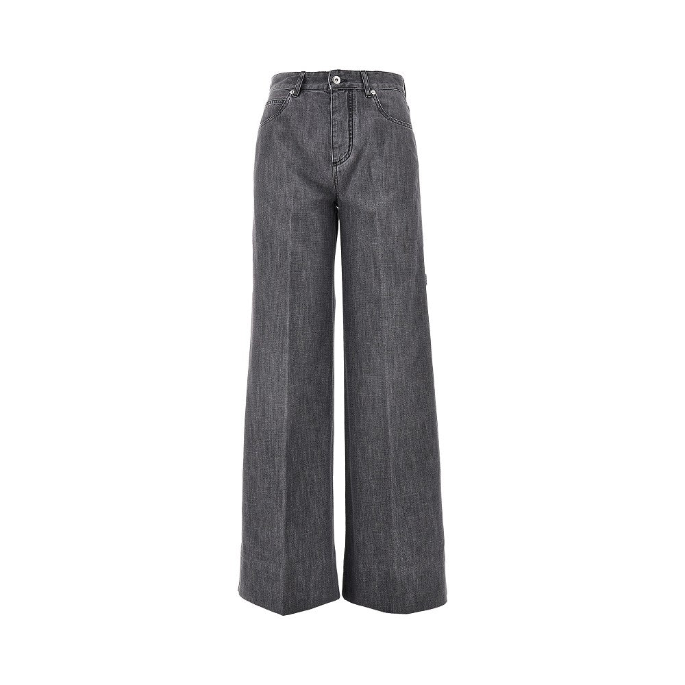 Washed denim palazzo pants