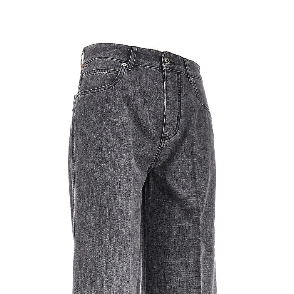 Washed denim palazzo pants