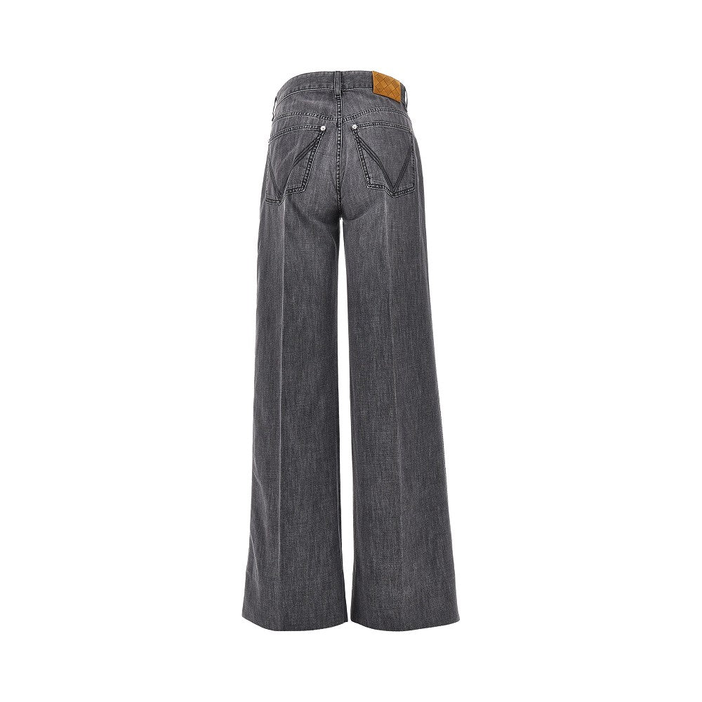 Washed denim palazzo pants