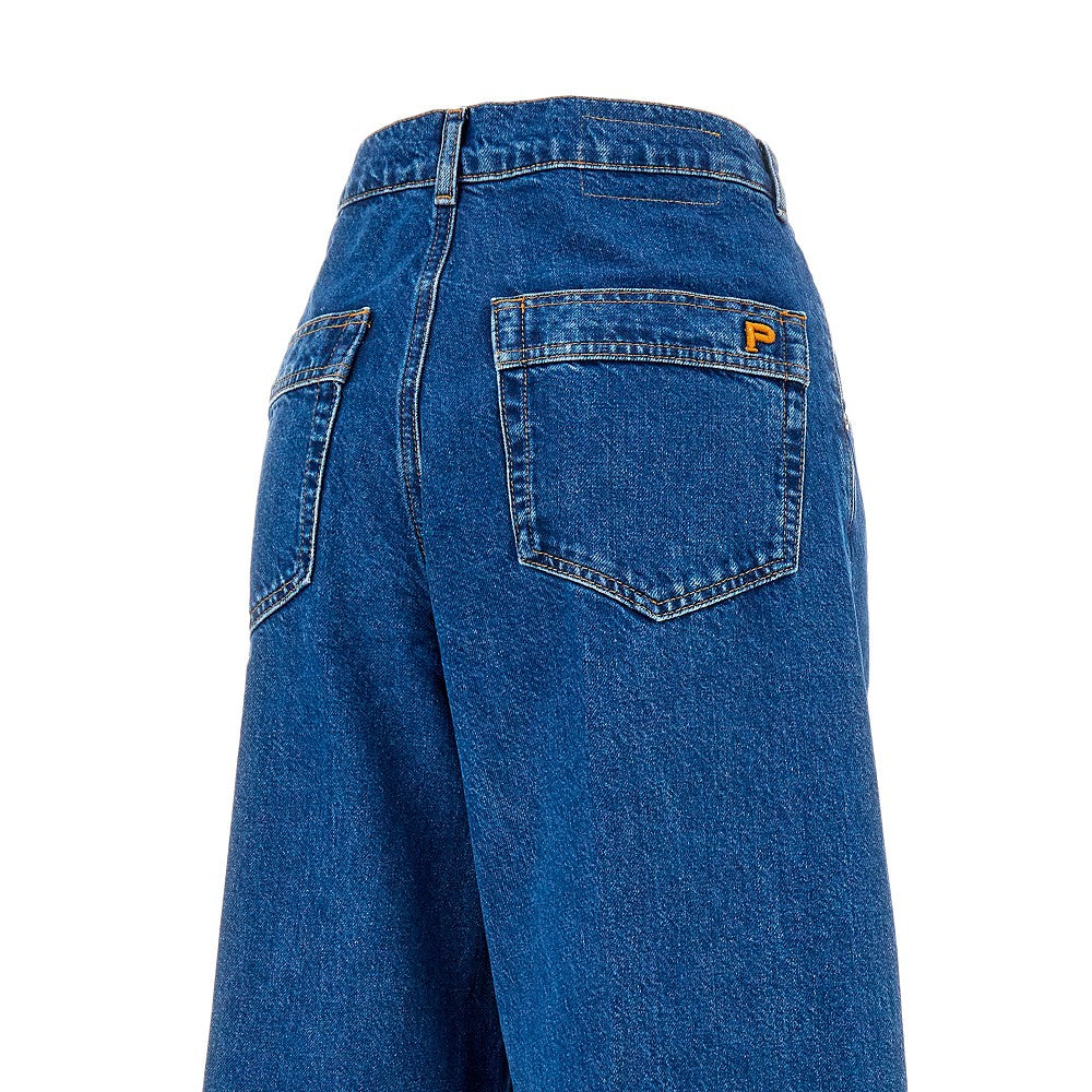 Jeans a gamba ampia in misto cotone