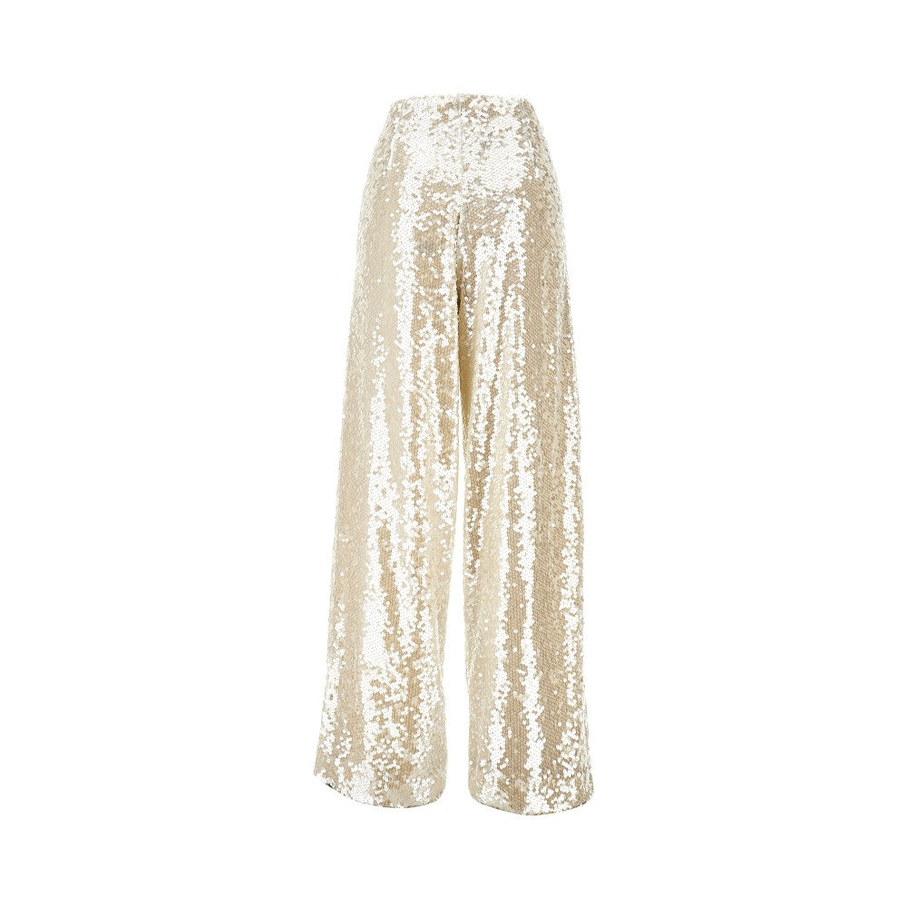 Pantalone a gamba ampia in paillettes