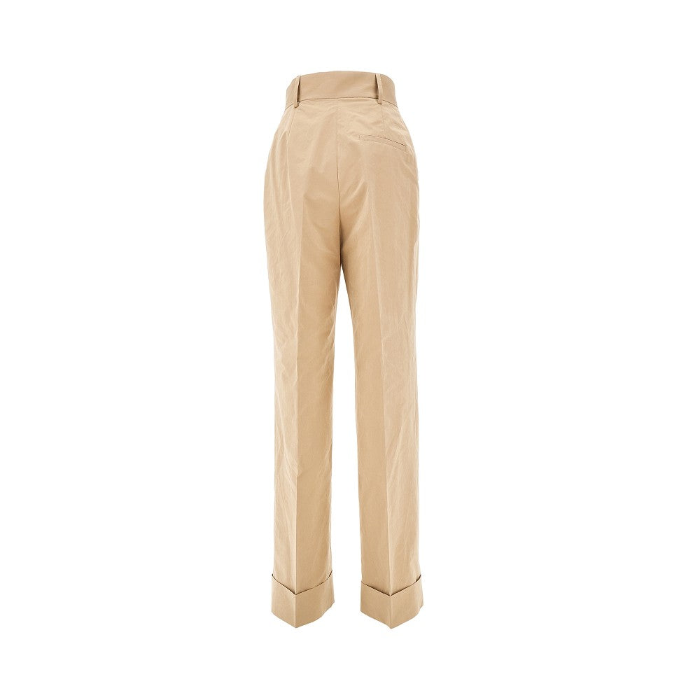 Pantalone palazzo in popeline con pince
