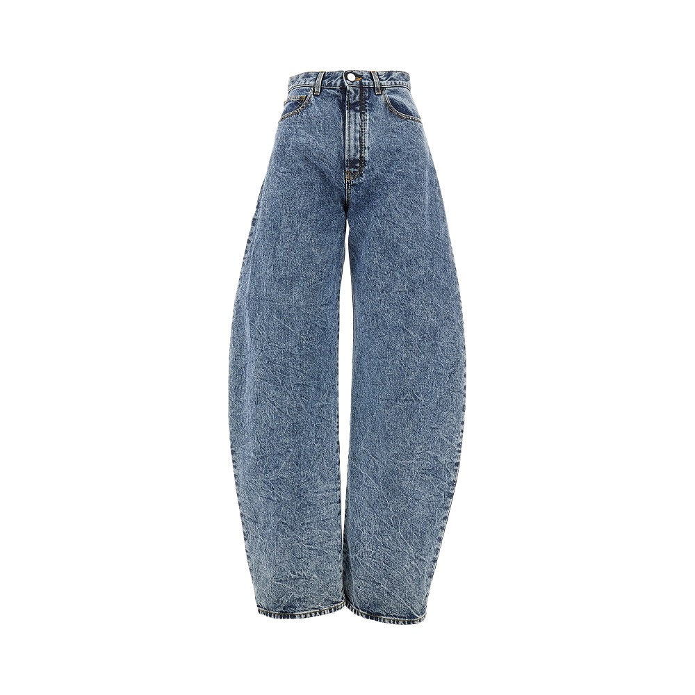 Jeans arrotondati in Snow Denim