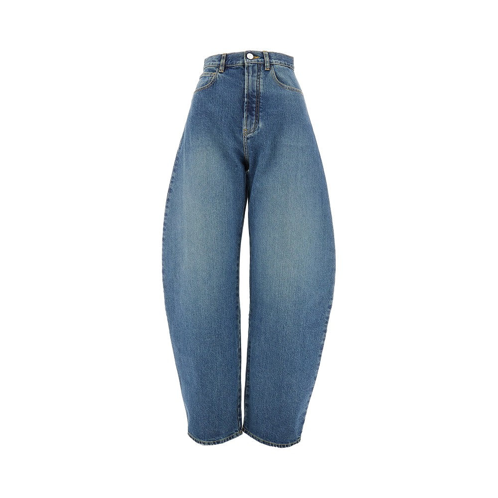 Stone Washed denim rounded jeans