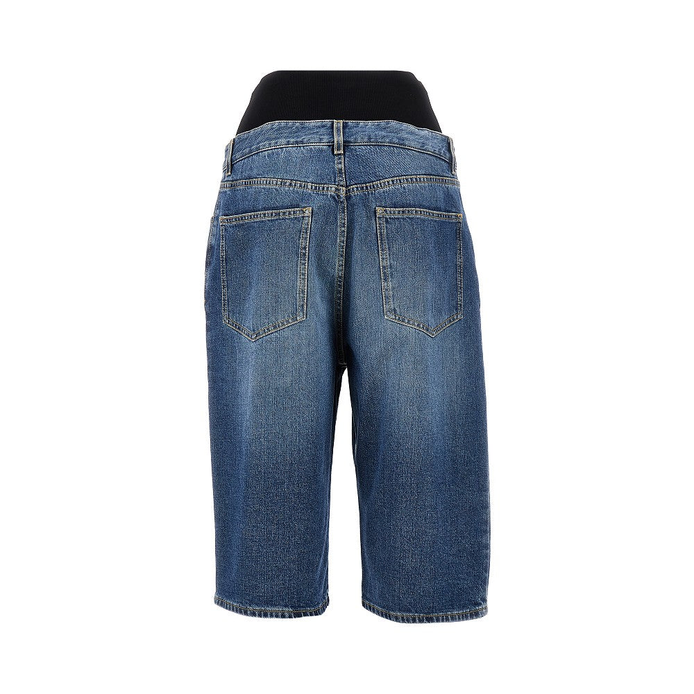 Bermuda in denim con fascia in maglia