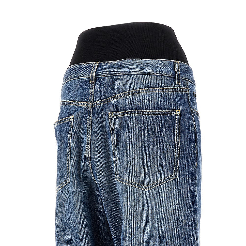 Bermuda in denim con fascia in maglia