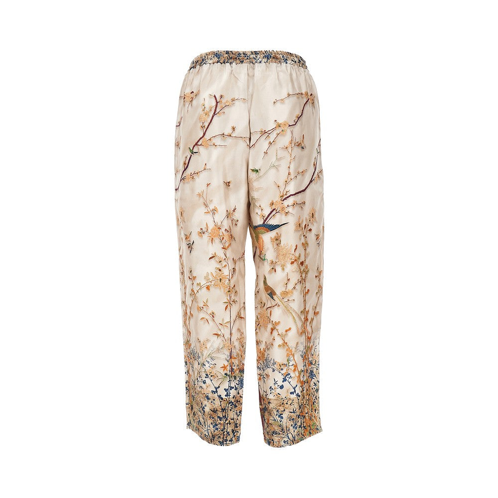 Pantalone in twill di seta stampato