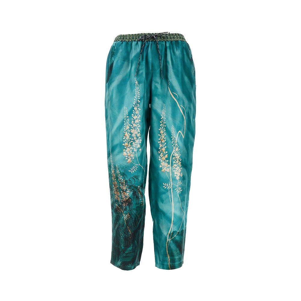 Printed silk twill pants