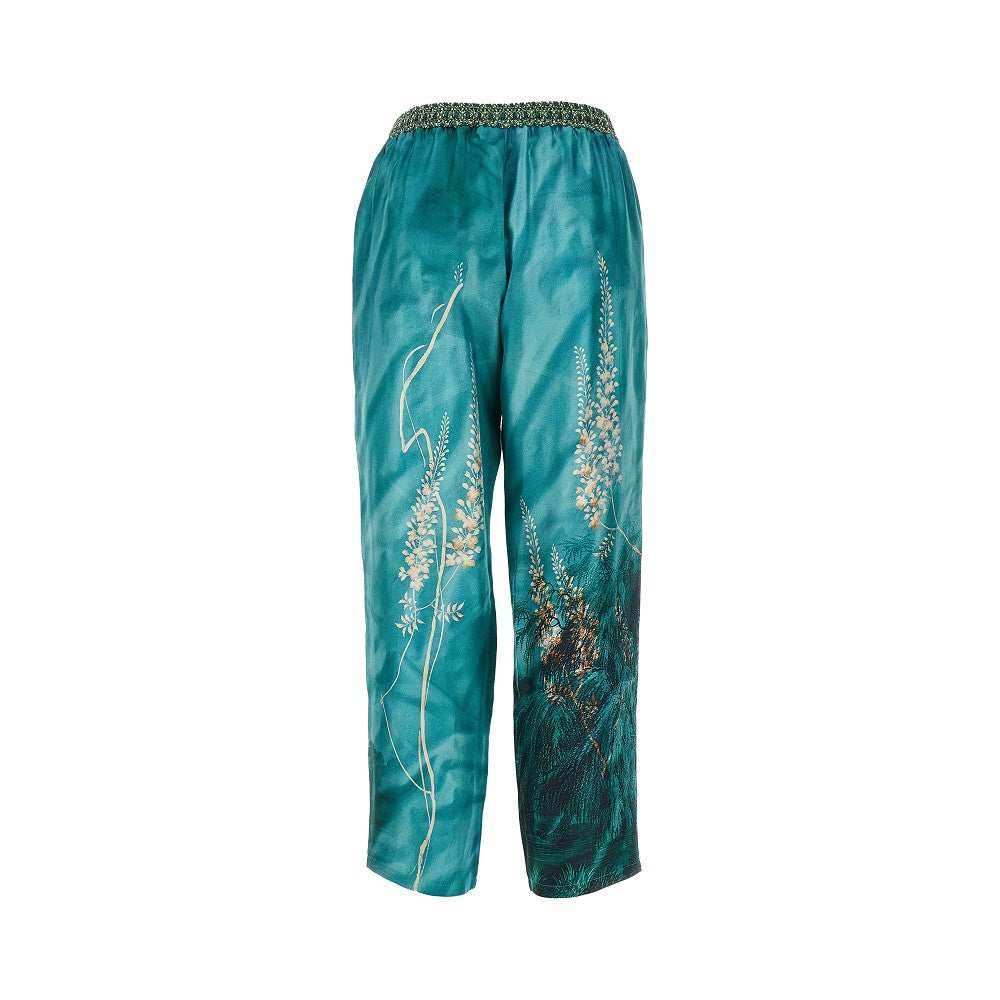 Printed silk twill pants