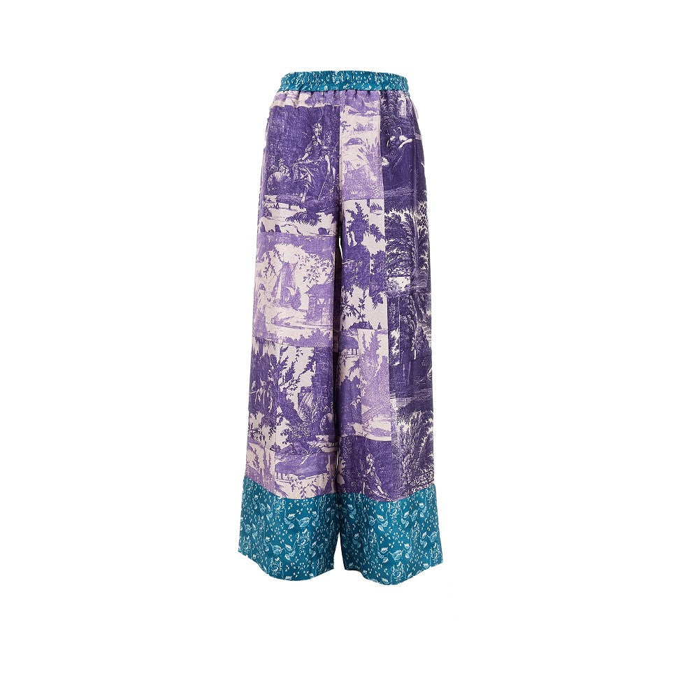 Pantalone ampio in seta stampata