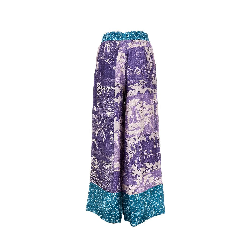 Pantalone ampio in seta stampata