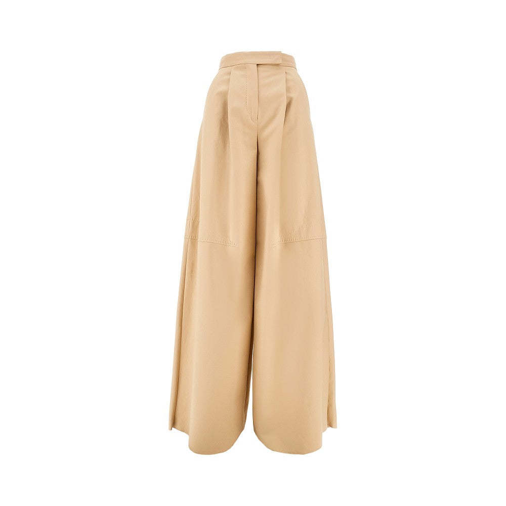 Stretch cotton wide leg pants