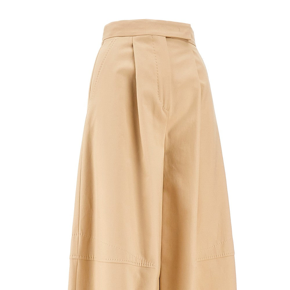 Stretch cotton wide leg pants