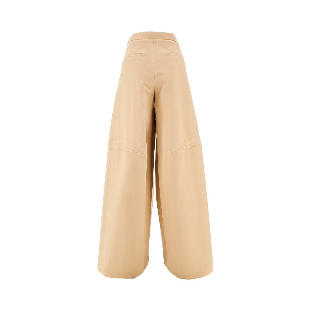 Stretch cotton wide leg pants