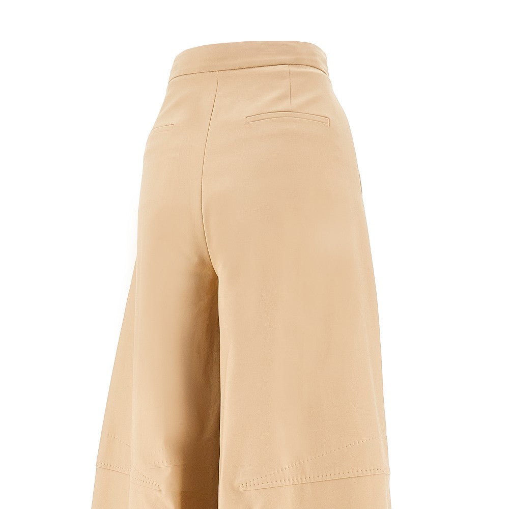 Stretch cotton wide leg pants