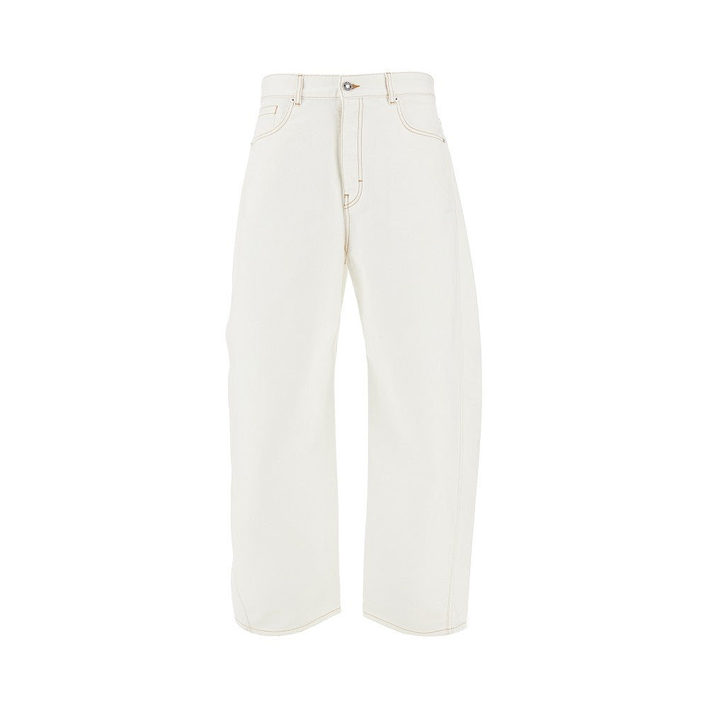 Rounded leg denim pants
