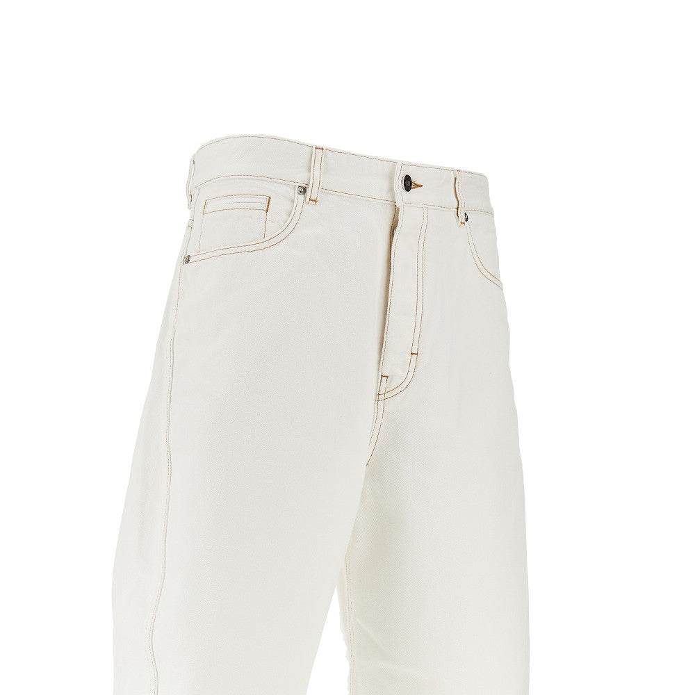 Rounded leg denim pants
