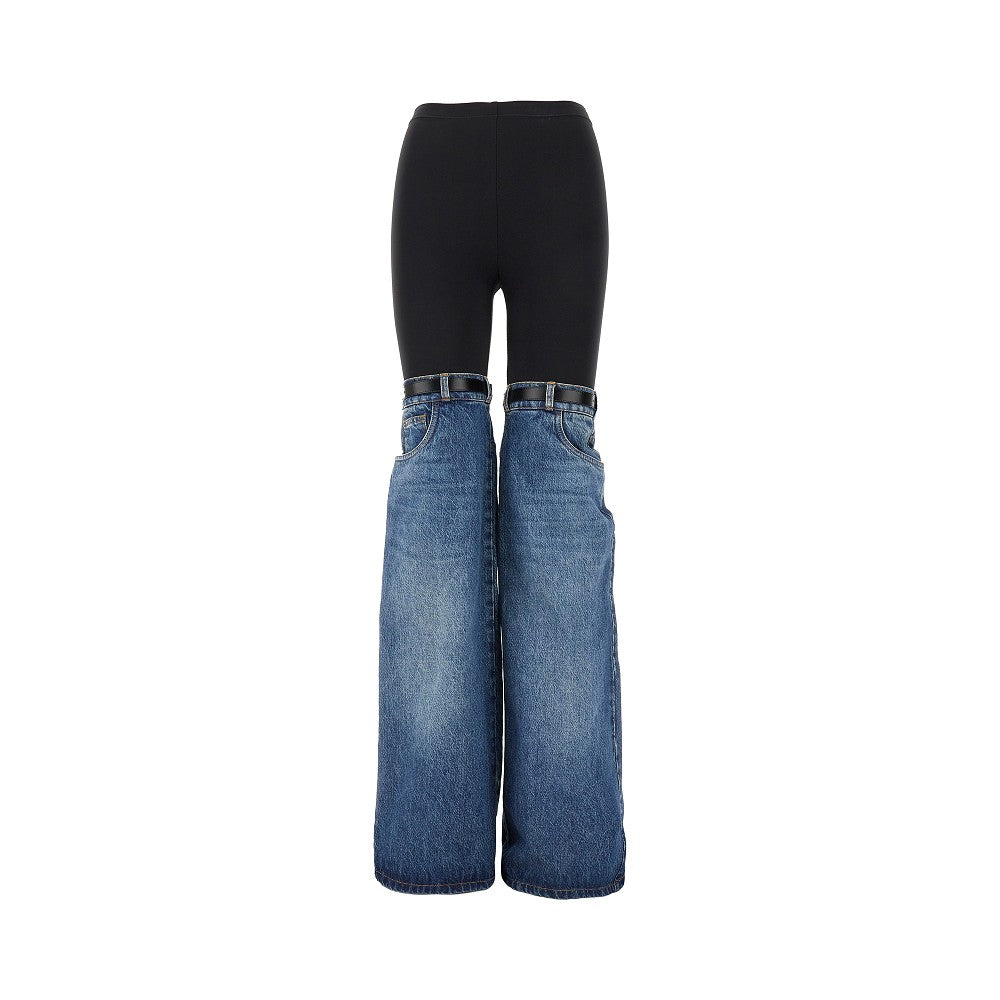 Pantalone Hybrid in denim e jersey
