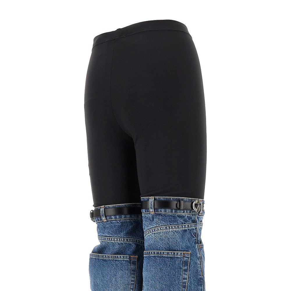 Pantalone Hybrid in denim e jersey