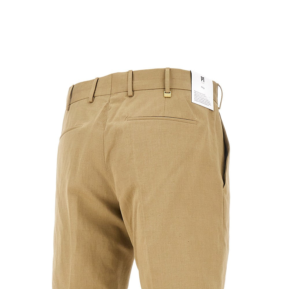 'Edge' cotton and linen blend pants
