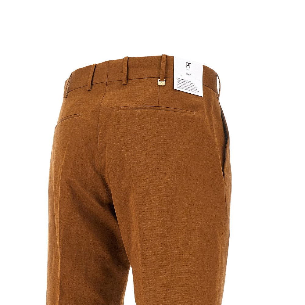'Edge' cotton and linen blend pants