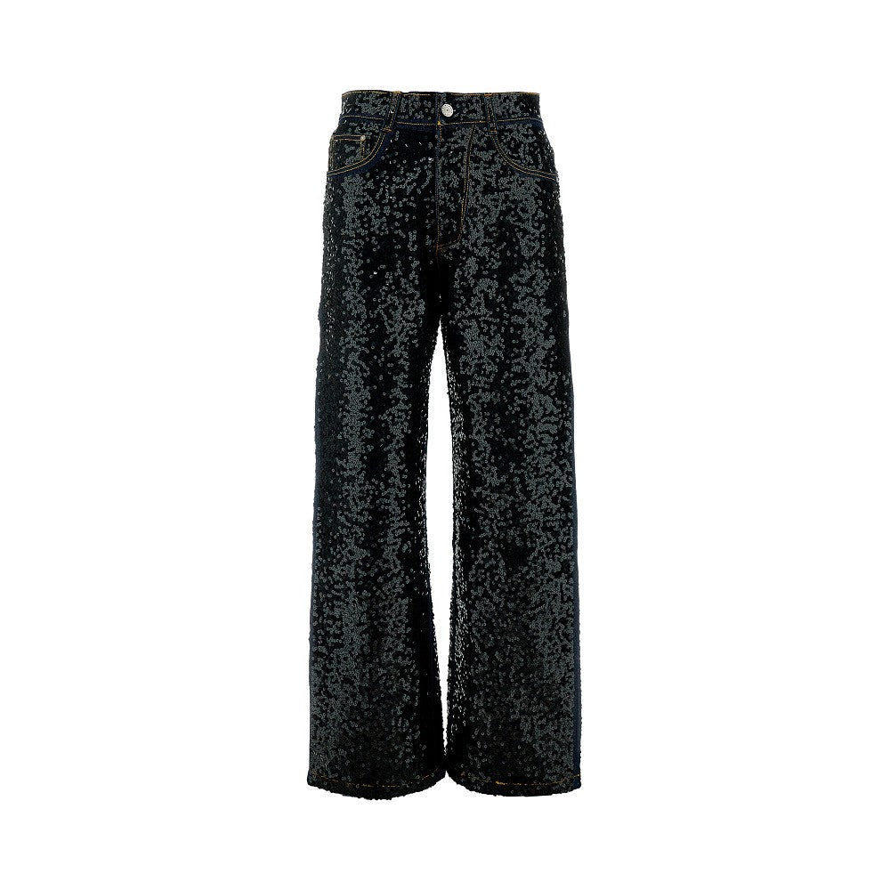 Sequinned straight-leg jeans