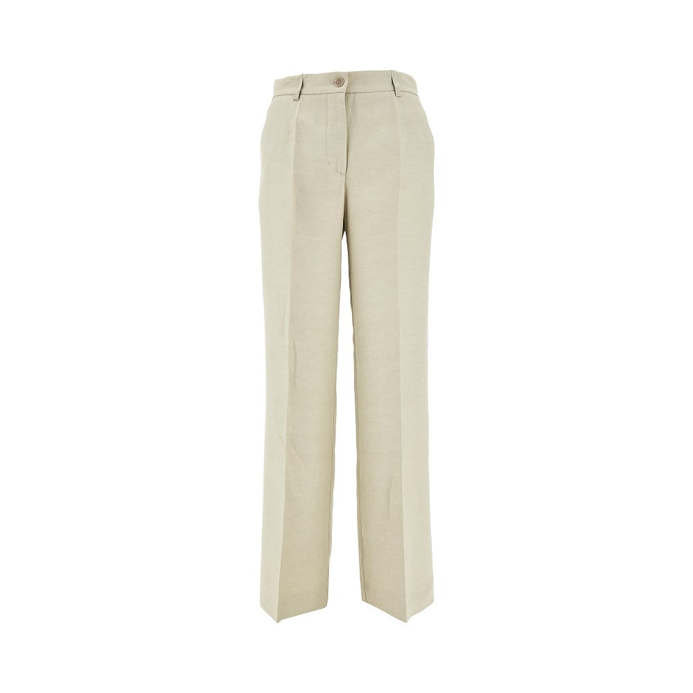 Linen-blend straight leg pants