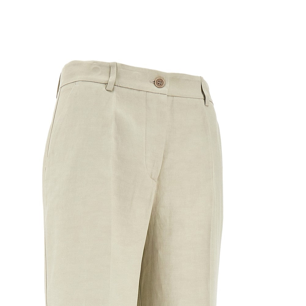 Linen-blend straight leg pants