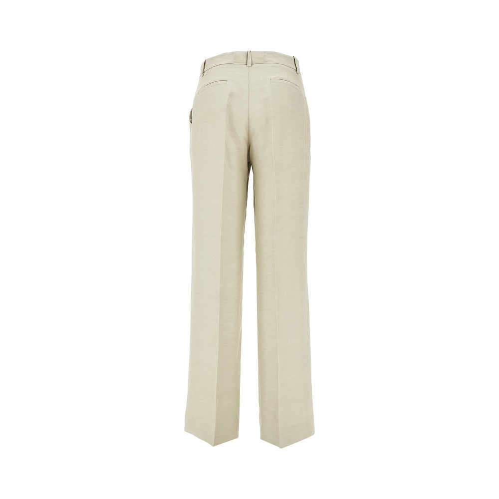 Linen-blend straight leg pants