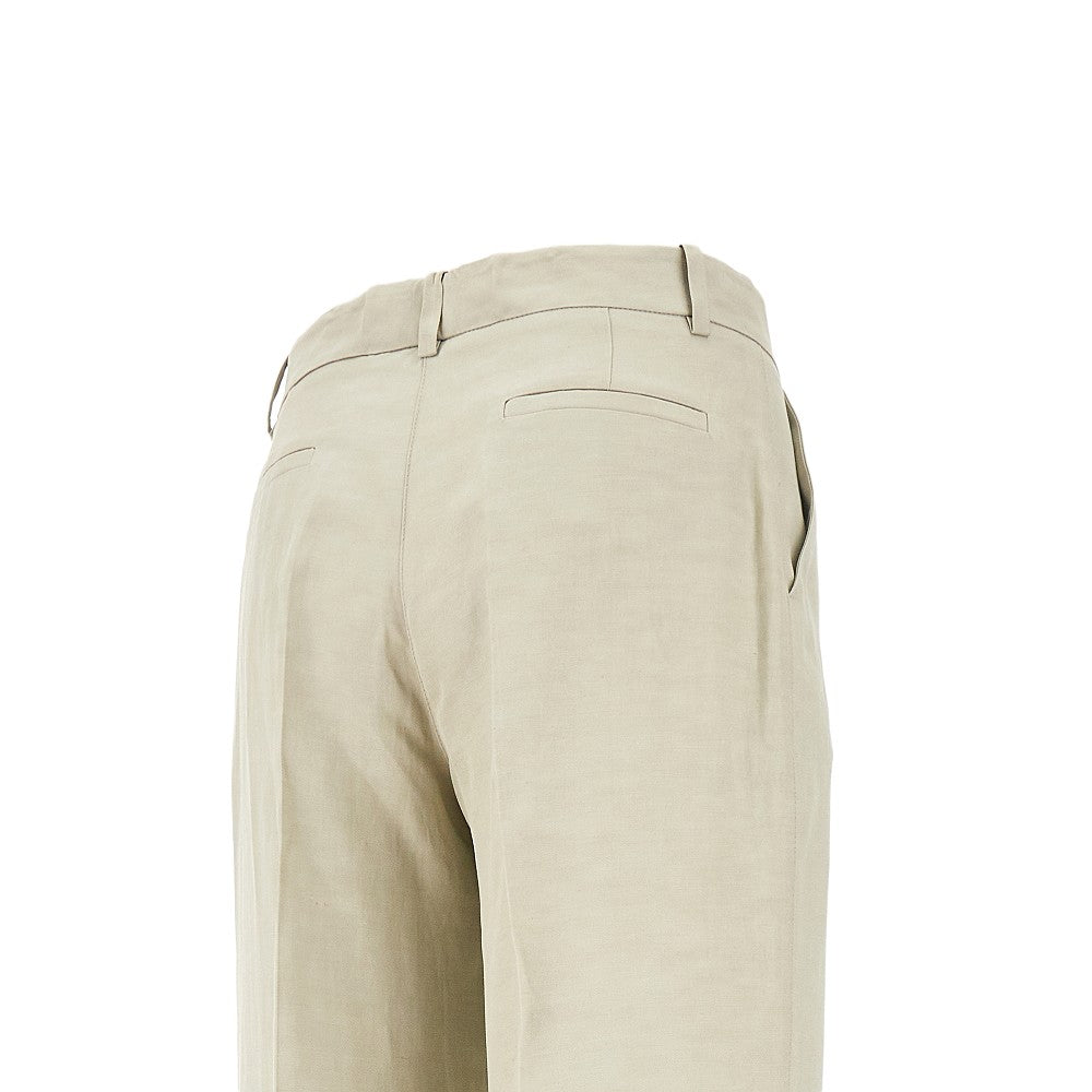 Linen-blend straight leg pants