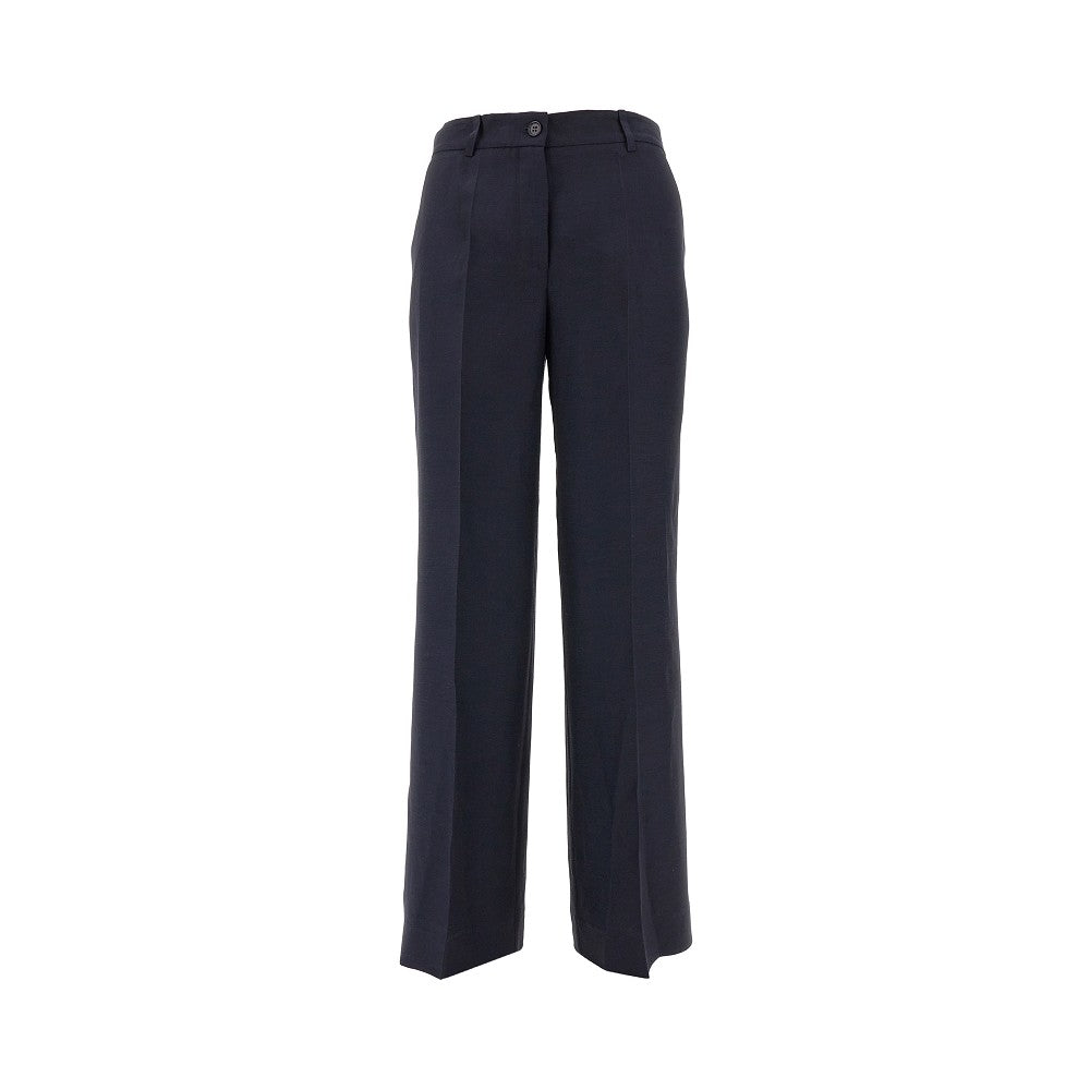 Linen-blend straight leg pants