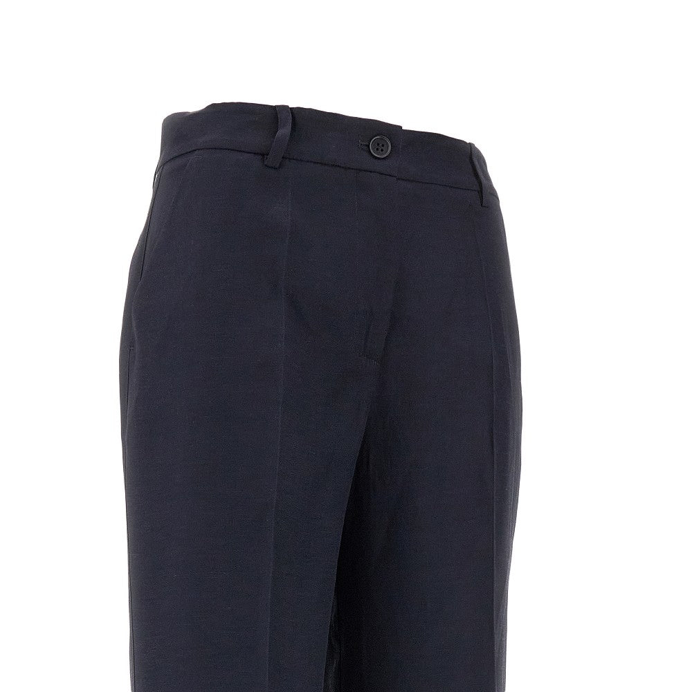 Linen-blend straight leg pants