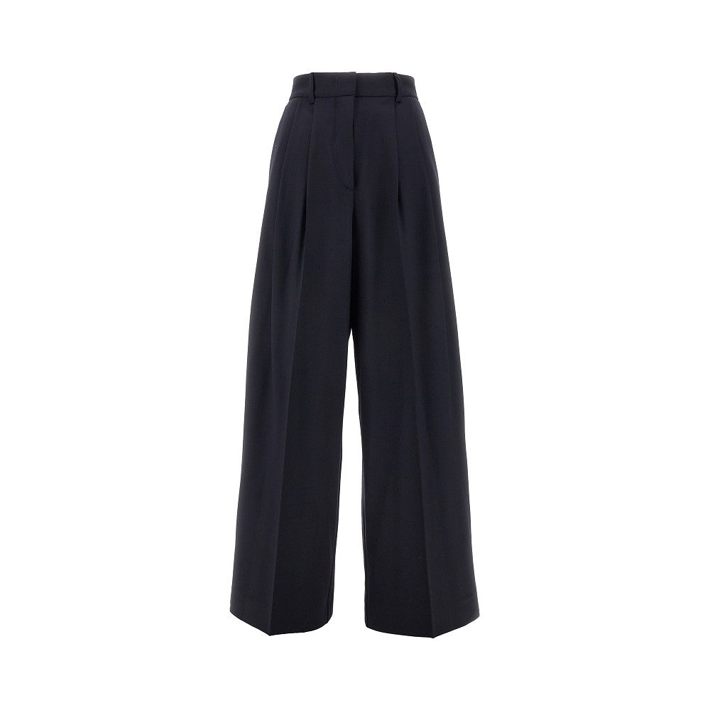 Stretch wool wide leg pants