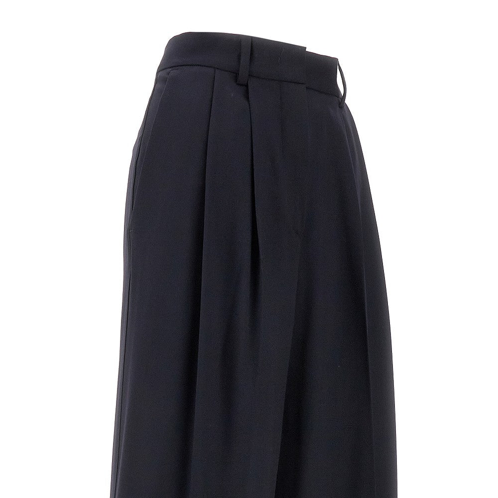 Stretch wool wide leg pants