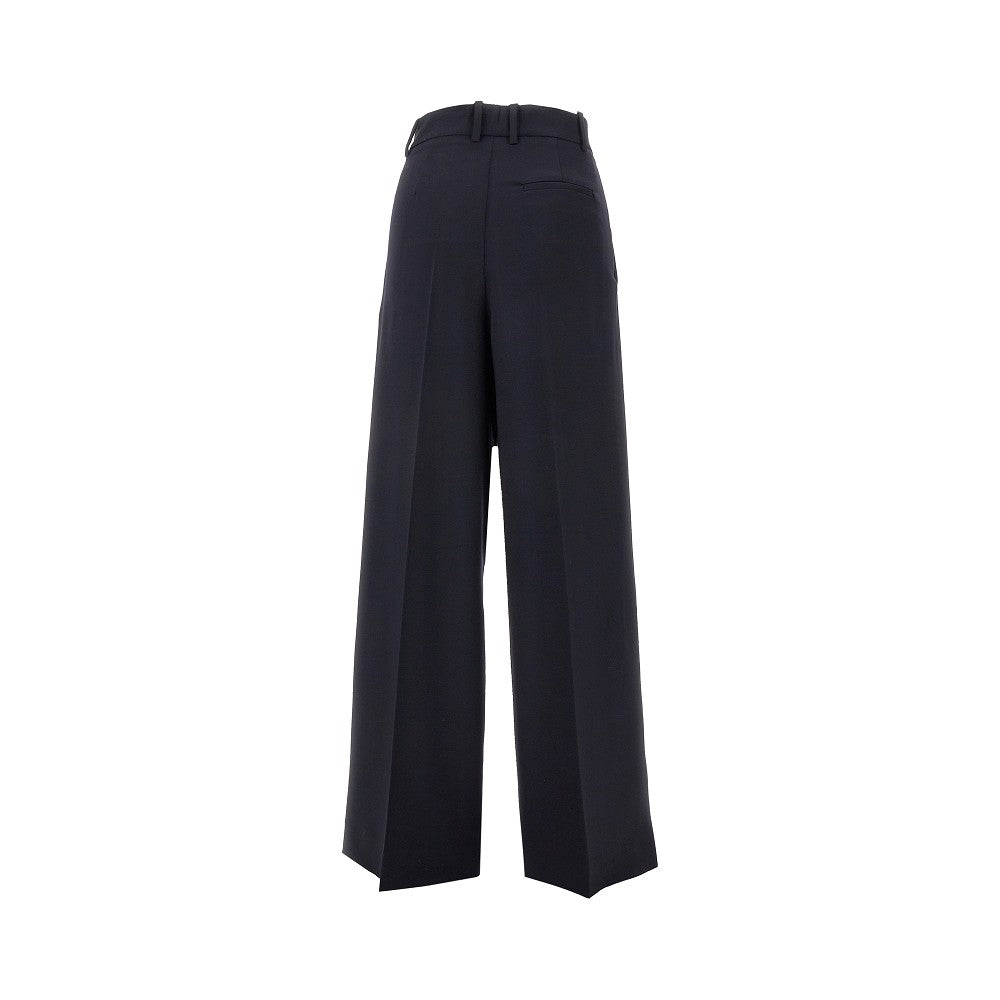 Stretch wool wide leg pants