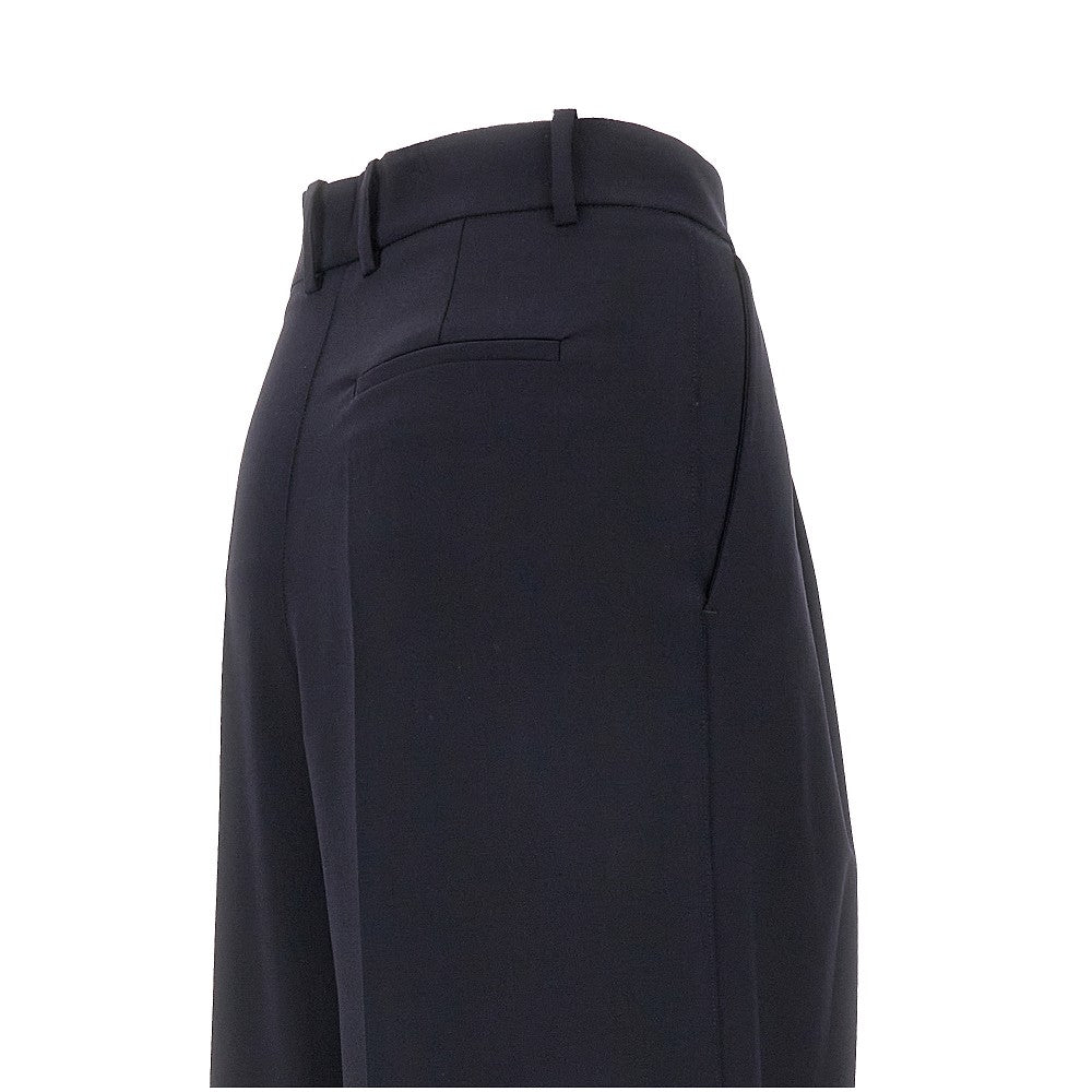 Stretch wool wide leg pants