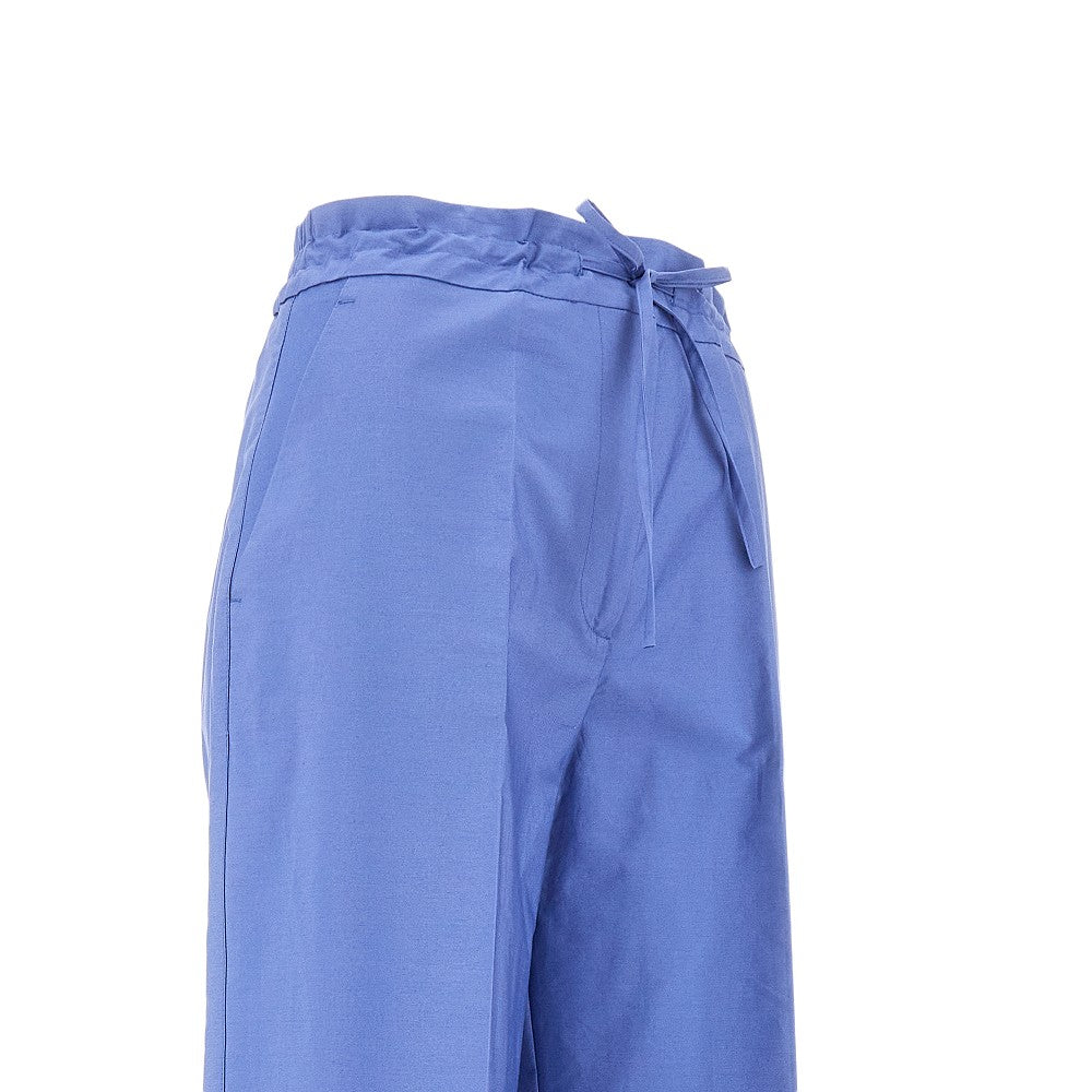 Pantalone palazzo in popeline con ricamo