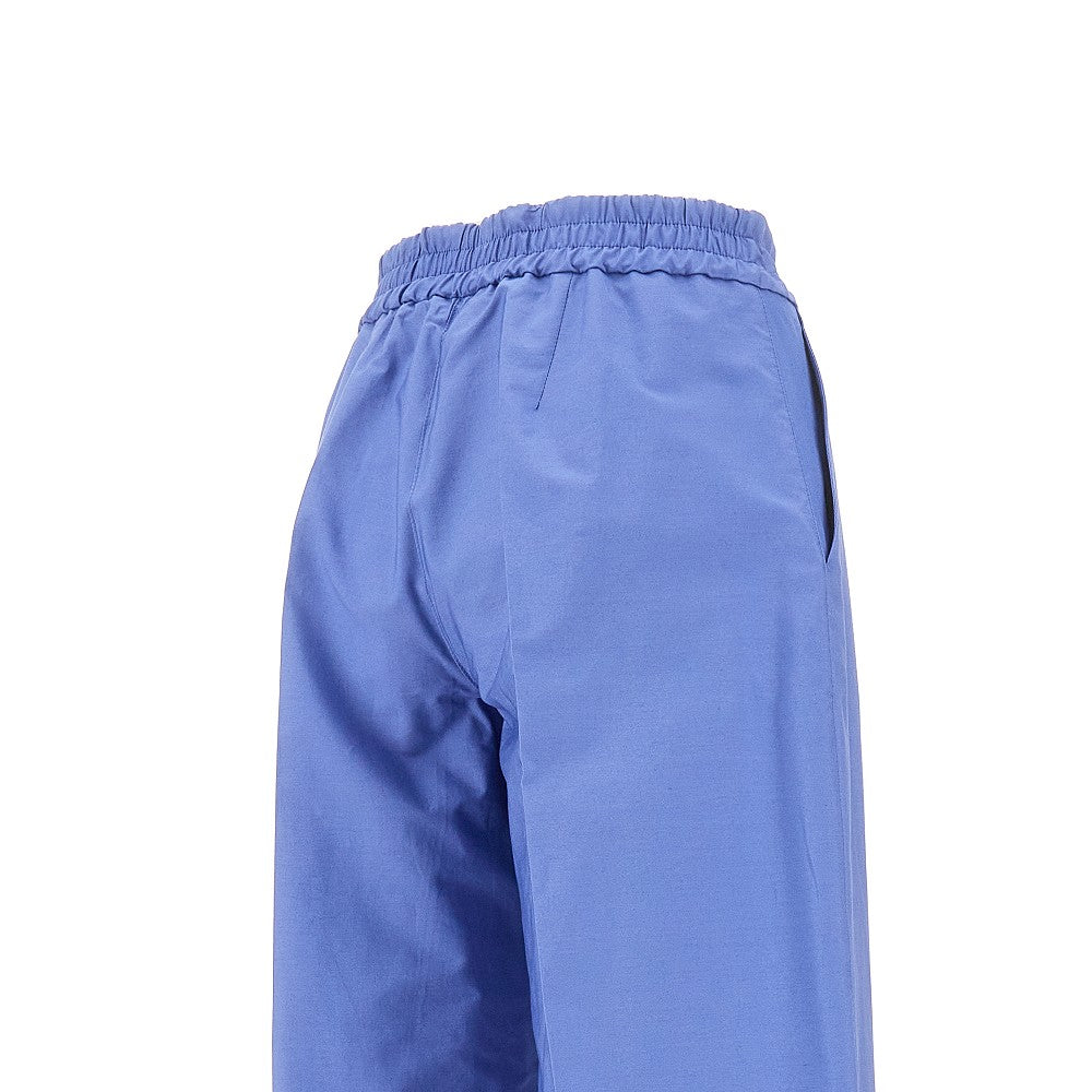 Pantalone palazzo in popeline con ricamo