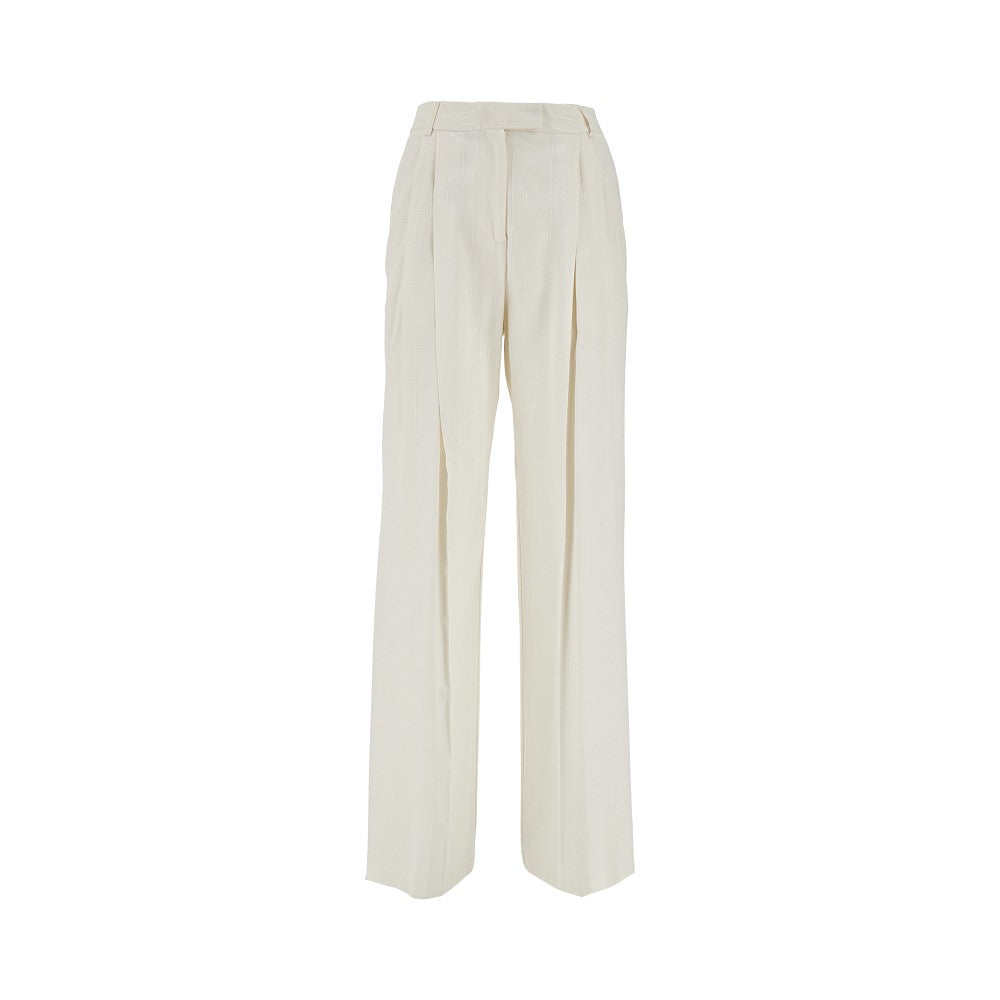 Pantalone wide leg con motivo gessato lurex