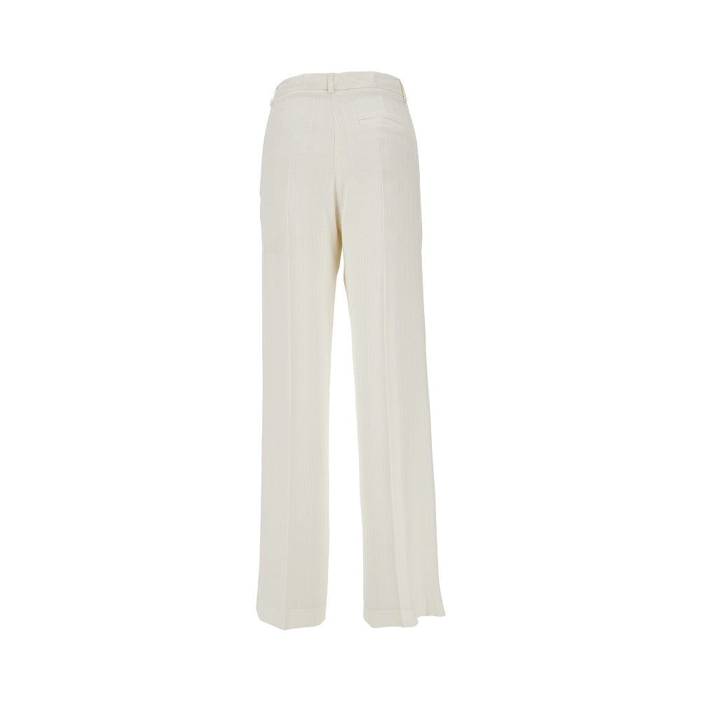 Pantalone wide leg con motivo gessato lurex