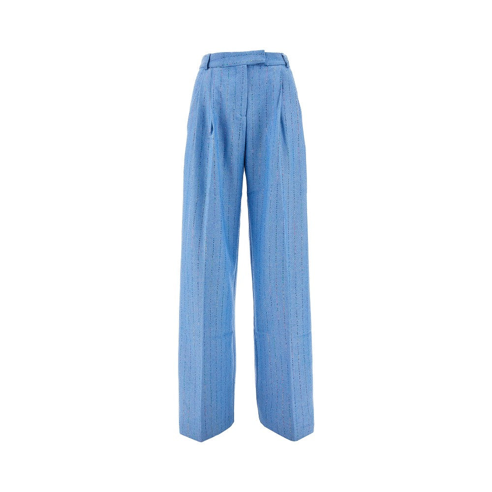 Pantalone ampio in misto lana con paillettes