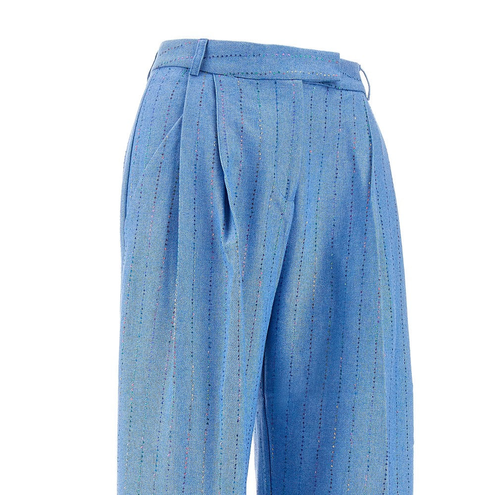 Pantalone ampio in misto lana con paillettes