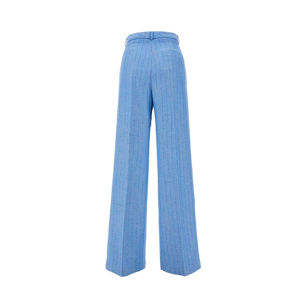 Pantalone ampio in misto lana con paillettes