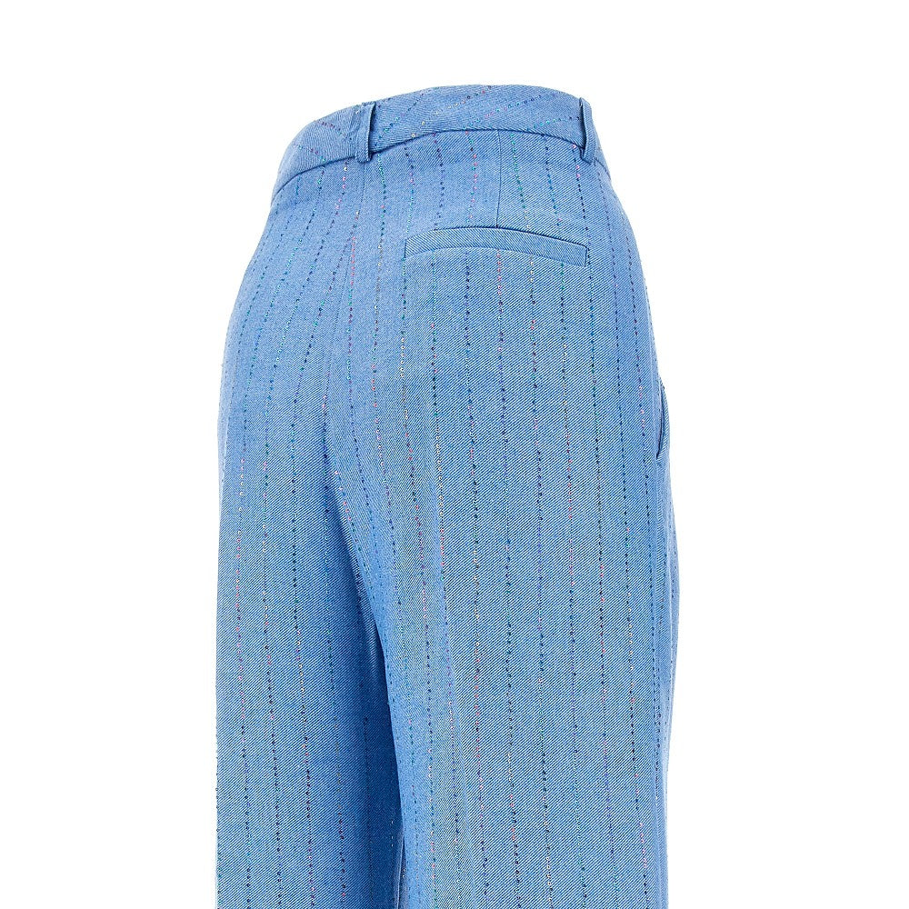 Pantalone ampio in misto lana con paillettes