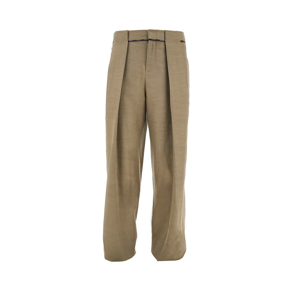 Pantalone con pinces in cupro e viscose