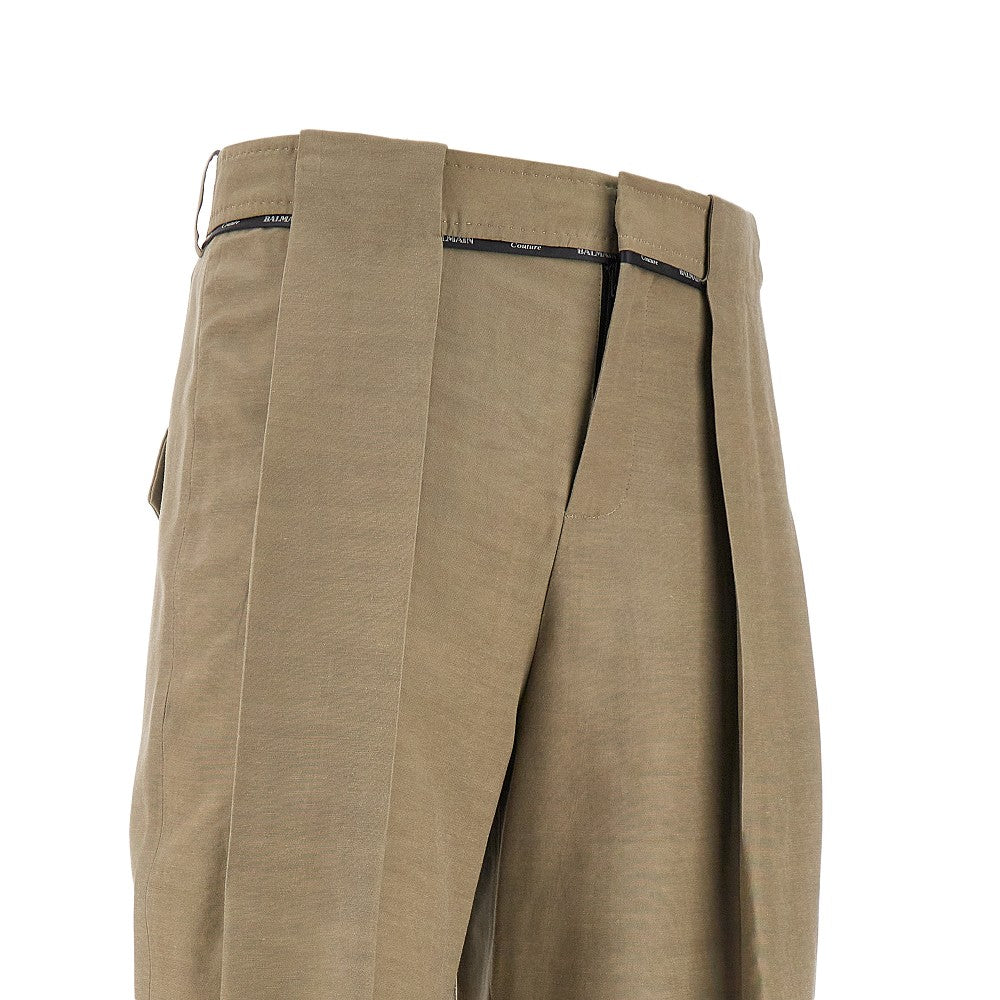 Pantalone con pinces in cupro e viscose