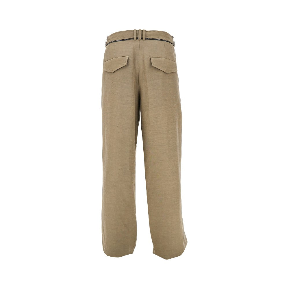 Pantalone con pinces in cupro e viscose